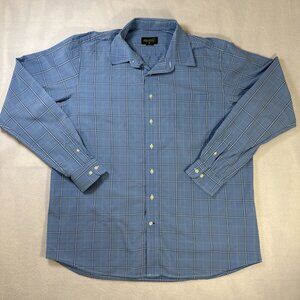 Eddie Bauer Classic Fit Long Sleeve Plaid Button Down Shirt Men's XL Tall Blue